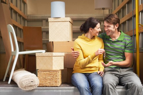 Professional movers handling belongings